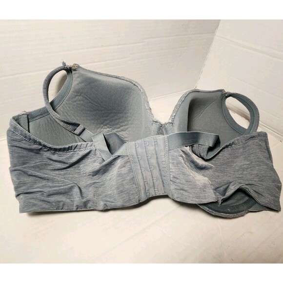 Cacique Lightly Lined Full Coverage Underwire Bra 44F Blue Gray Lace *READ* - Picture 3 of 10